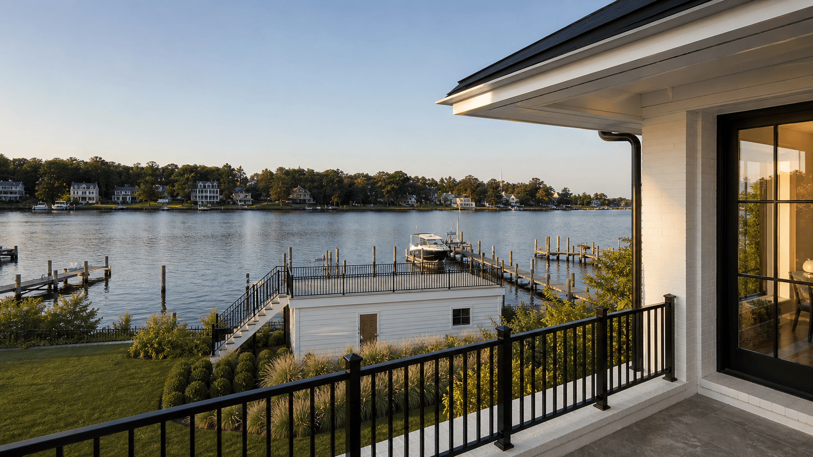 Concept visualization of a waterfront terrace overlooking Oyster Creek